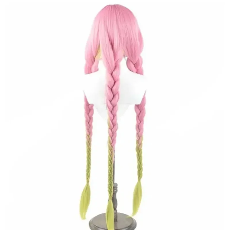 FC6Anime Demon Slayer Kanroji Mitsuri Kimetsu No Yaiba Parrucca Cosplay da donna Verde Rosa Capelli colorati Trecce Parrucche per capelli @ FC8!