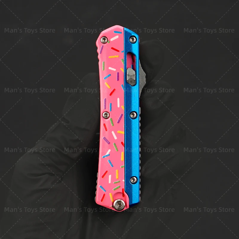 

Mini Micro Glykon OTF Knife Pink Dessert Warrior Tech Outdoor Pocket Knives Zinc Aluminum Alloy Handle Camping Utility EDC Tools