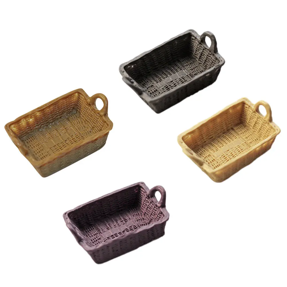 4Pcs Compact Resin Basket Decor Set Perfect for Micro Scene Arrangement Creative Home Styling Miniature Ornament Kit