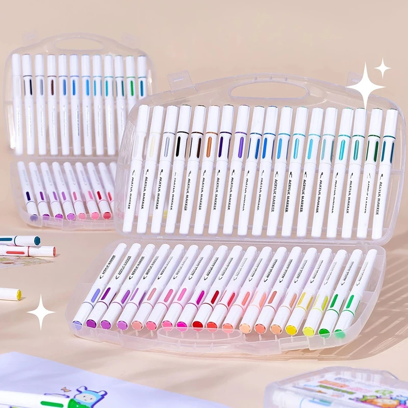 36/12 لونًا قابل للغسل من الأكريليك أقلام خطاط (ماركر) علامات تلوين متوسطة الطرف مجموعة لوازم فنية للأطفال الصخور والنسيج والرسم #2