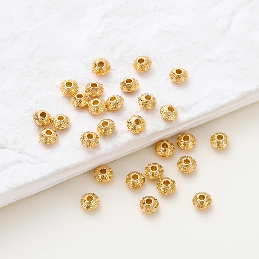5-20 teile/los 14K 18K Gold Überzogene Messing Blume Form Kürbis Perlen Lose Spacer Flache Perlen Für DIY schmuck Armband Erkenntnisse – Detail 3