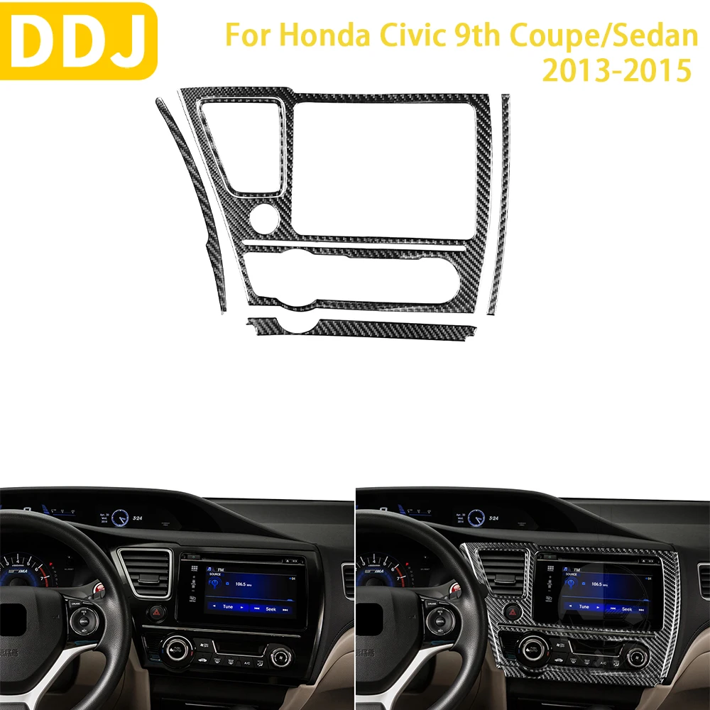 

For Honda Civic 9th Coupe/Sedan 2013-2015 Accessories Carbon Fiber Car Interior Central Control Panel Air Outlet Sticker