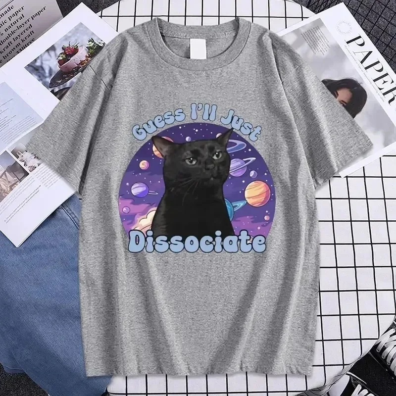 Black Cat Funny Meme Graphic Tshirt Summer Women\'s Vintage Short sleeved Tshirt Fashion Beauty Clothing T-shirt Street Clothing