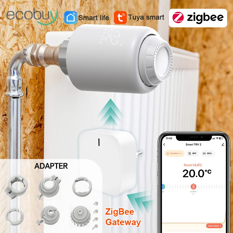 Tuya Zigbee 3.0 Thermostatic Radiator Valve Wifi Thermostat Radiator  Smart Home Connected Thermostatic Head Google Home  Alexa