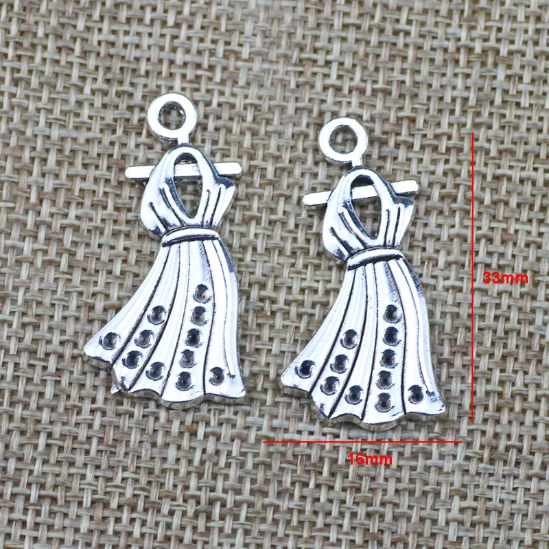 10 Pieces 16*33mm Women Pretty Dress Charms Antique Silver Color For DIY Fashion Girl Jewelry Making