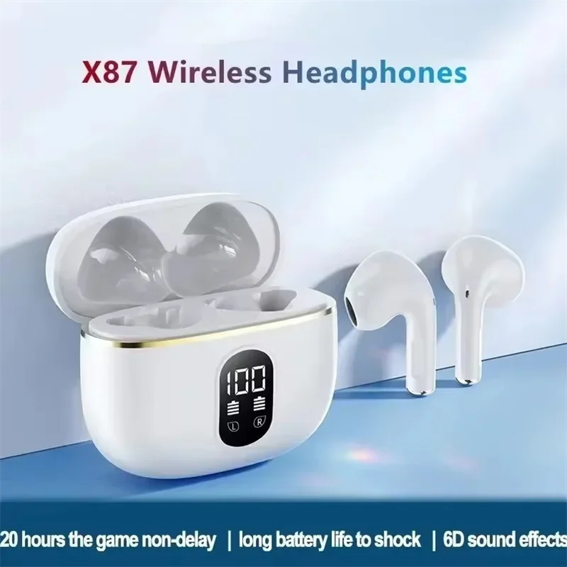 

X87 wireless Bluetooth earphones TWS wireless earphones with LED display, stereo touch noise cancelling earphones
