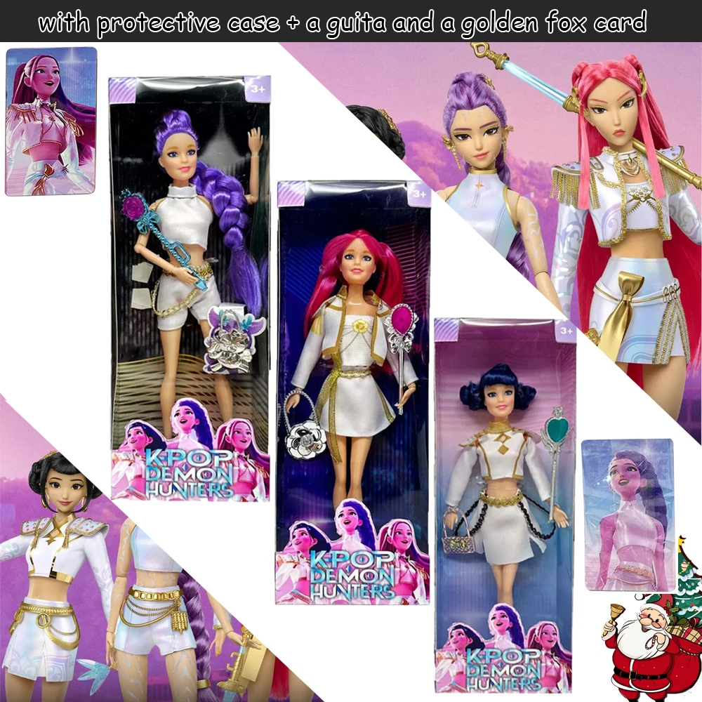 

Сюрприз Gif | Нежная текстура аниме K-Pop охотники на демонов куклы игрушка Руми Мира Зои с волшебными палочками и сумками подарки на день рождения и Рождество