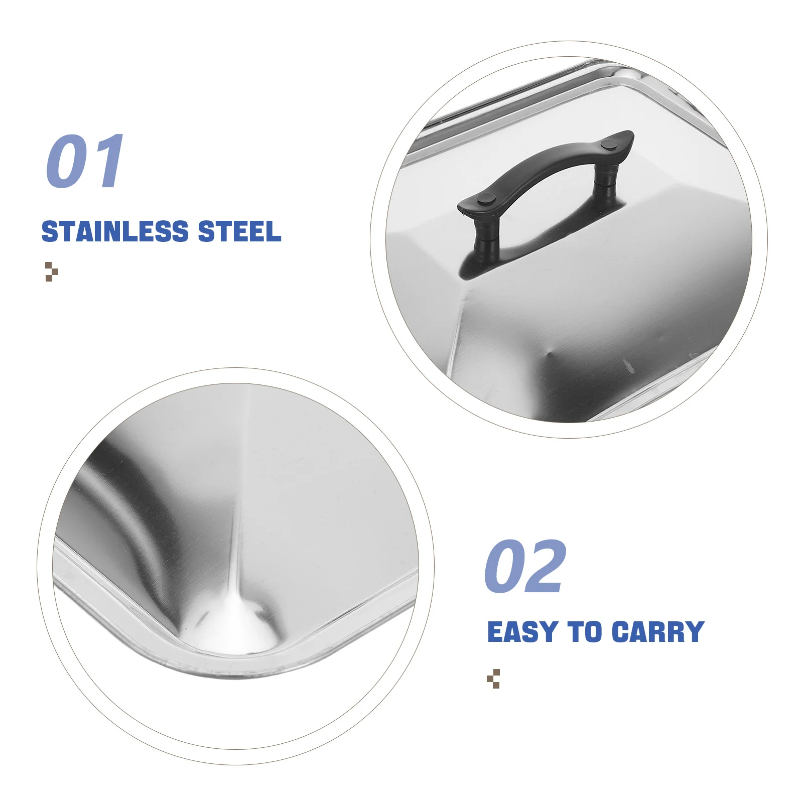 Stainless Steel Pot Cover 40x30cm Rectangular Lid Anti Oil Splashing Cooking Tool Kitchen Gadget for Home Restaurant Use