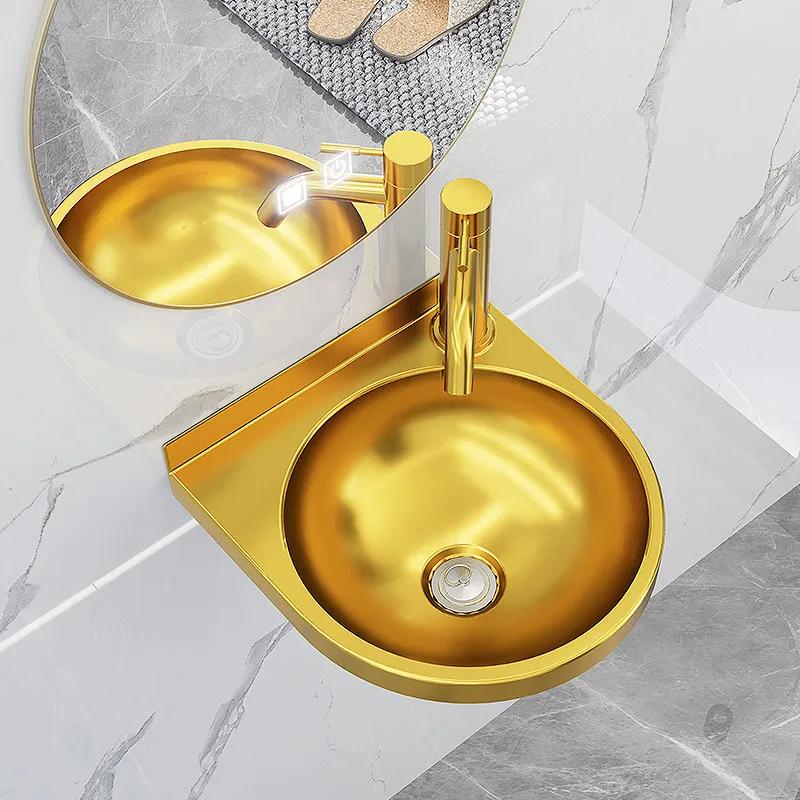 

304 stainless steel gold small apartment household wall-mounted wash basin simple small basin