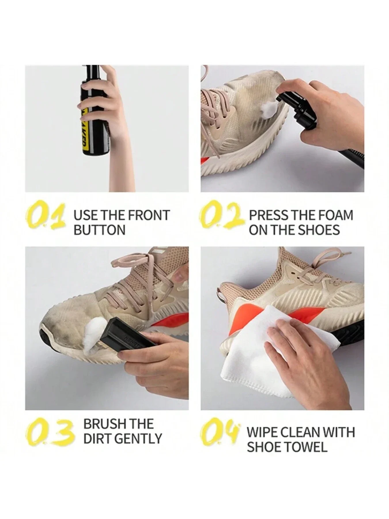 Shoe Cleaner Care Kit with 2 Brush, 5.3Oz cleaning agent and 1 Towel for Leather Knit Canvas PU Fabric Sneakers Tennis Shoes