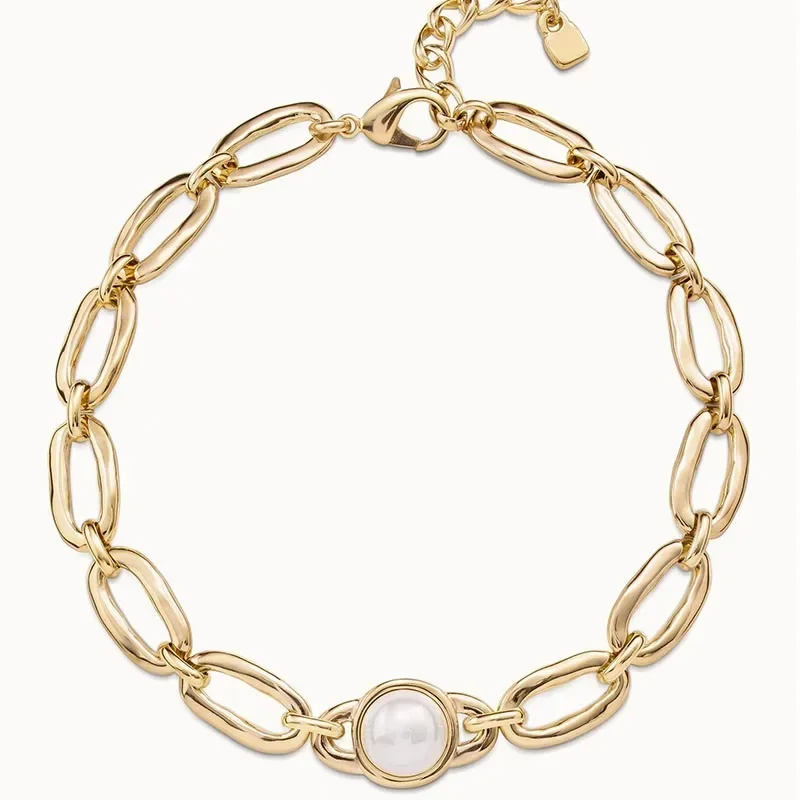 European and American gentle elegant pearl gold oval ring chain necklace for women's jewelry