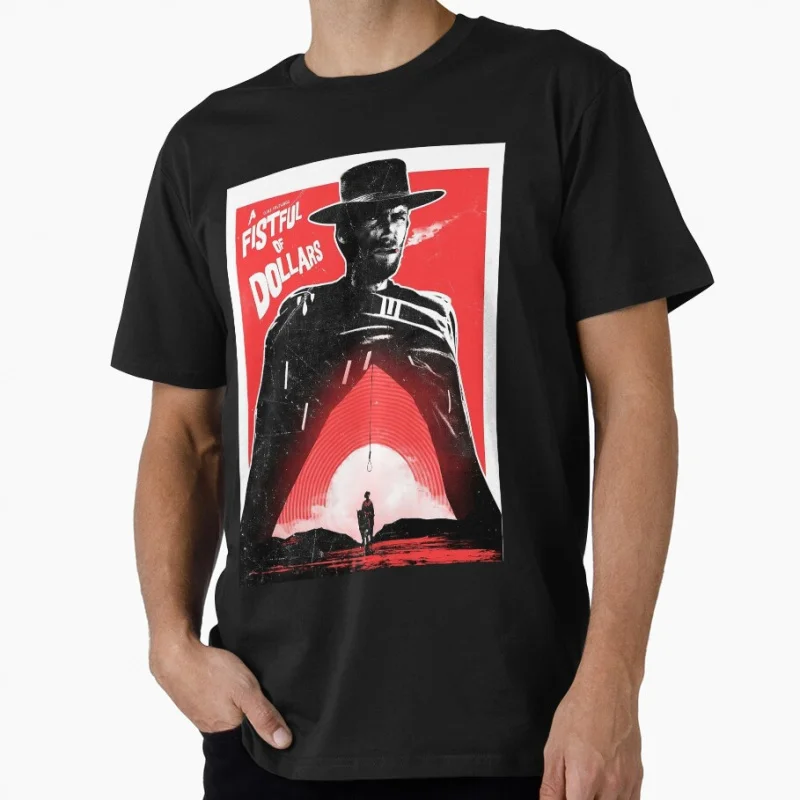 

Clint Eastwood Portrait 80s Vintage movie A Fistful Of Dollars gift T shirt for men Large size Tops 100% cotton printed Clothes