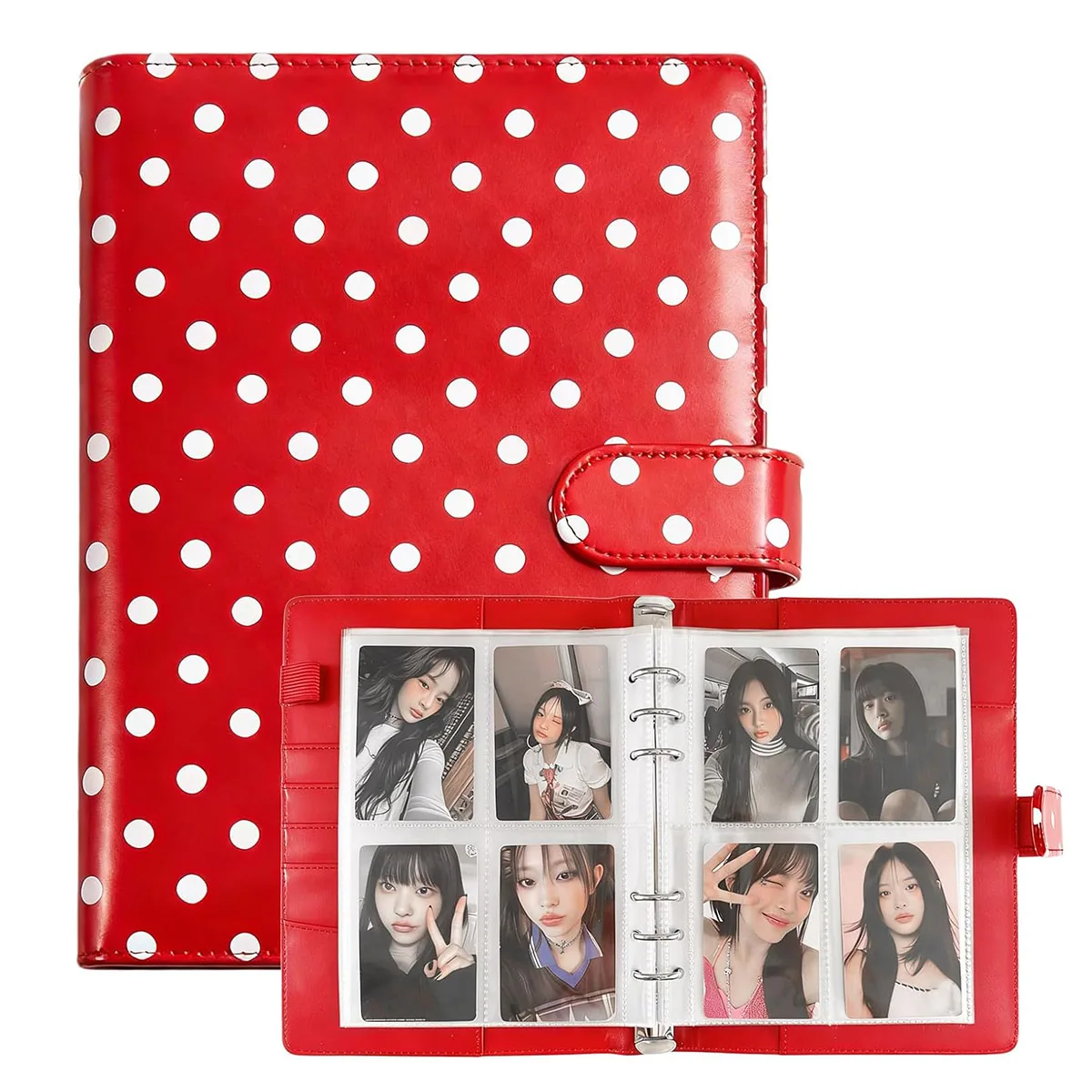 

A5 Kpop Photocard Binder with 30 Pages 6 Ring Photocard Holder Book PU Leather Cover Collector for 2x3’’ Idol Album Cards Tr
