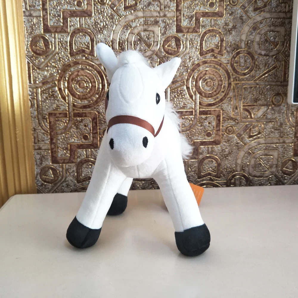Juguetes de peluche para niños, simulación de dibujos animados, lindo caballo blanco, regalo de cumpleaños de Navidad