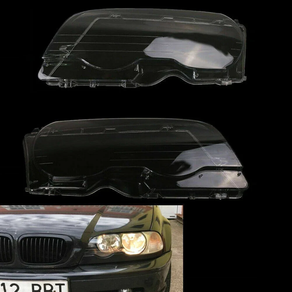 

For 1999-2003 BMW E46 2DOOR M3 2001-2006 PAIR Front Car Clear Headlight Cover Lens