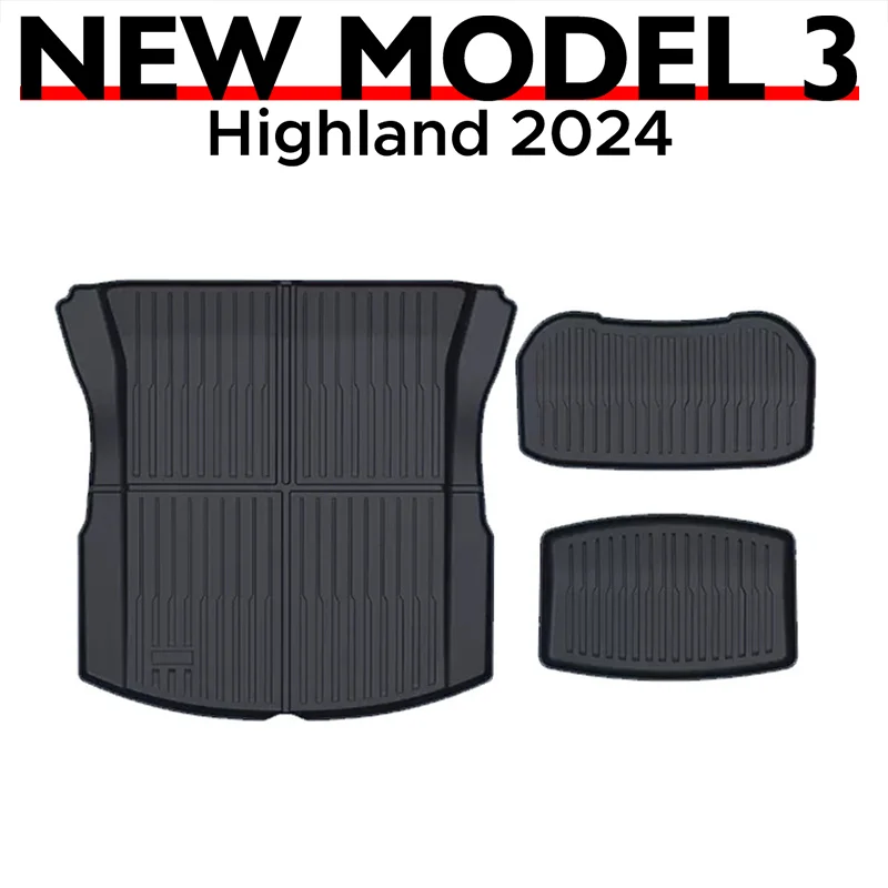 For Tesla Model 3 Highland 2024 Front and Back Trunk Mat TPE Carpet Waterproof Weather-resistant Pads Up and Down Layer Mats