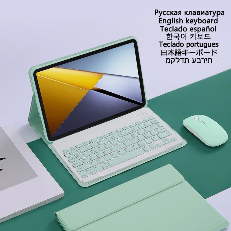 

Чехол с клавиатурой для Xiaomi Poco Pad X1 11,2 дюйма, чехол-подставка, клавиатура для планшета, испанский, русский, португальский, для POCO Pad X1, чехол