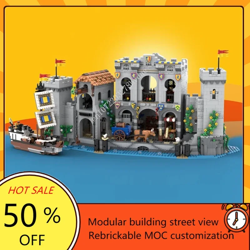 

3564 шт. средневековый замок MOC, модель запретного порта, пазлы на заказ, замок рыцарей льва, альтернативная сборка, игрушки «сделай сам», пода на день рождения