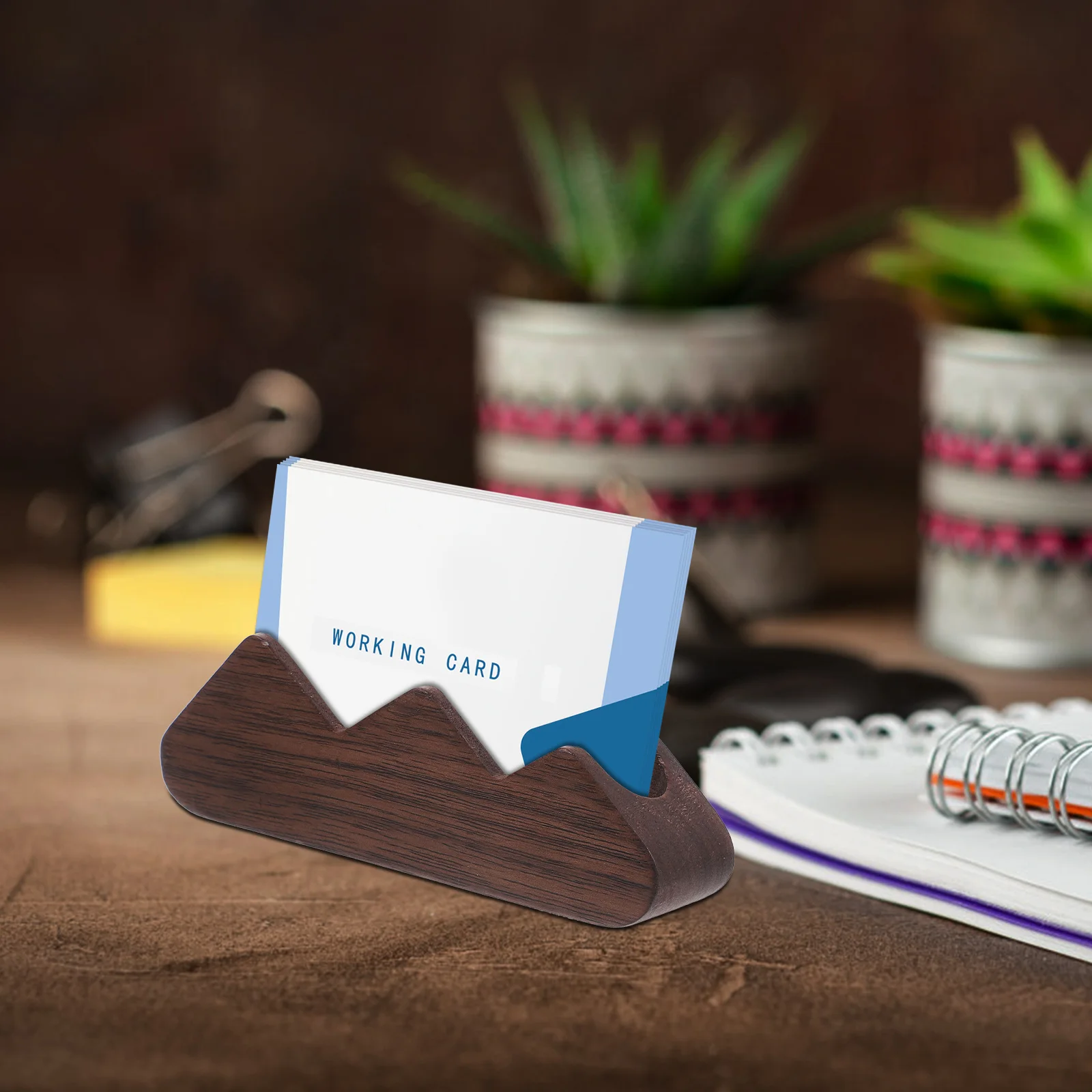 حامل بطاقات العمل الخشبية، منظم سطح المكتب، حامل بطاقة اسم المكتب، سعة كبيرة، عرض بطاقة العمل اللامعة #3
