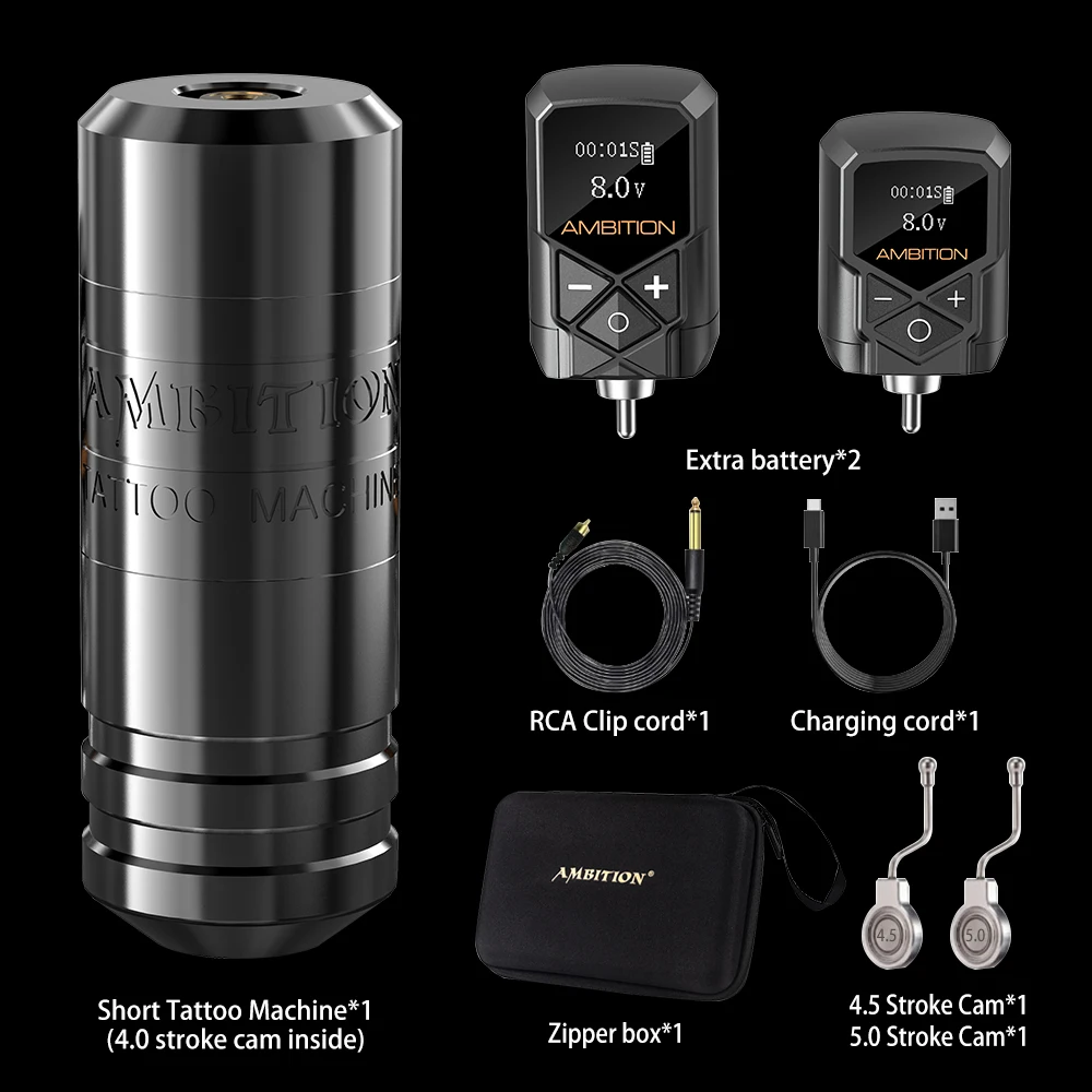 Ehrgeiz torped Tattoo Maschine Kit Hub 4,0-4,5-5,0mm Drehs tift kuark rca drahtlose Batterie 2400mah bürstenlosen Motor Beruf