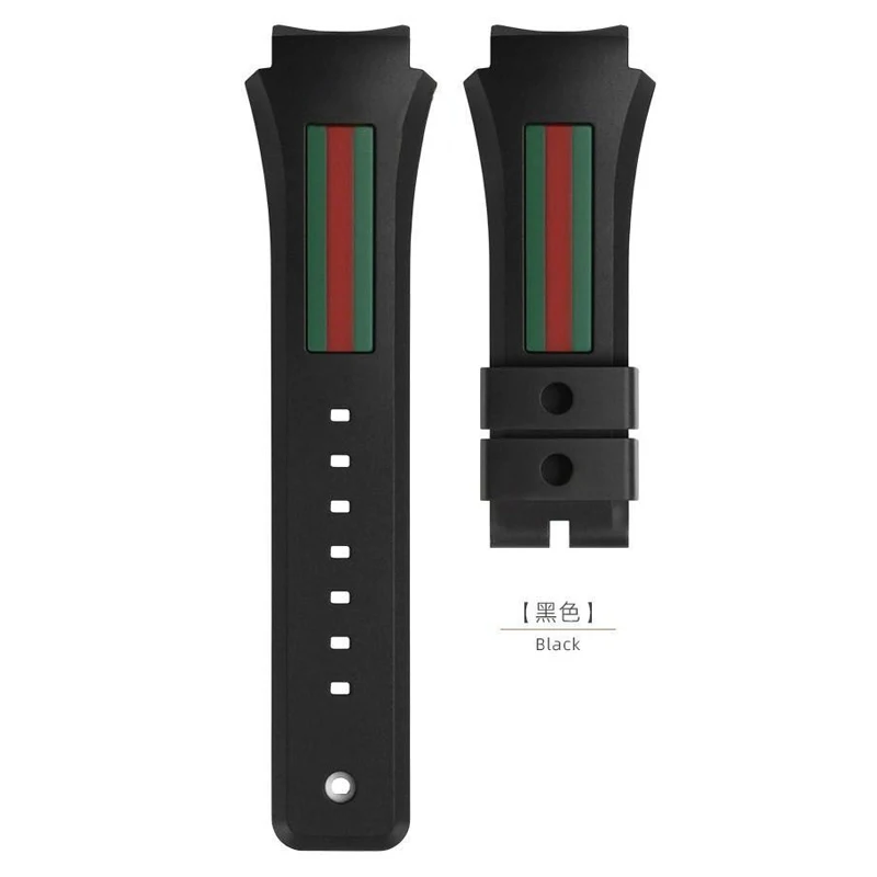 For Gucci YA137/YA137107A Rubber Watch Strap Dedicated Protruding Port Waterproof Man Black Watch Bracelet 29-21mm