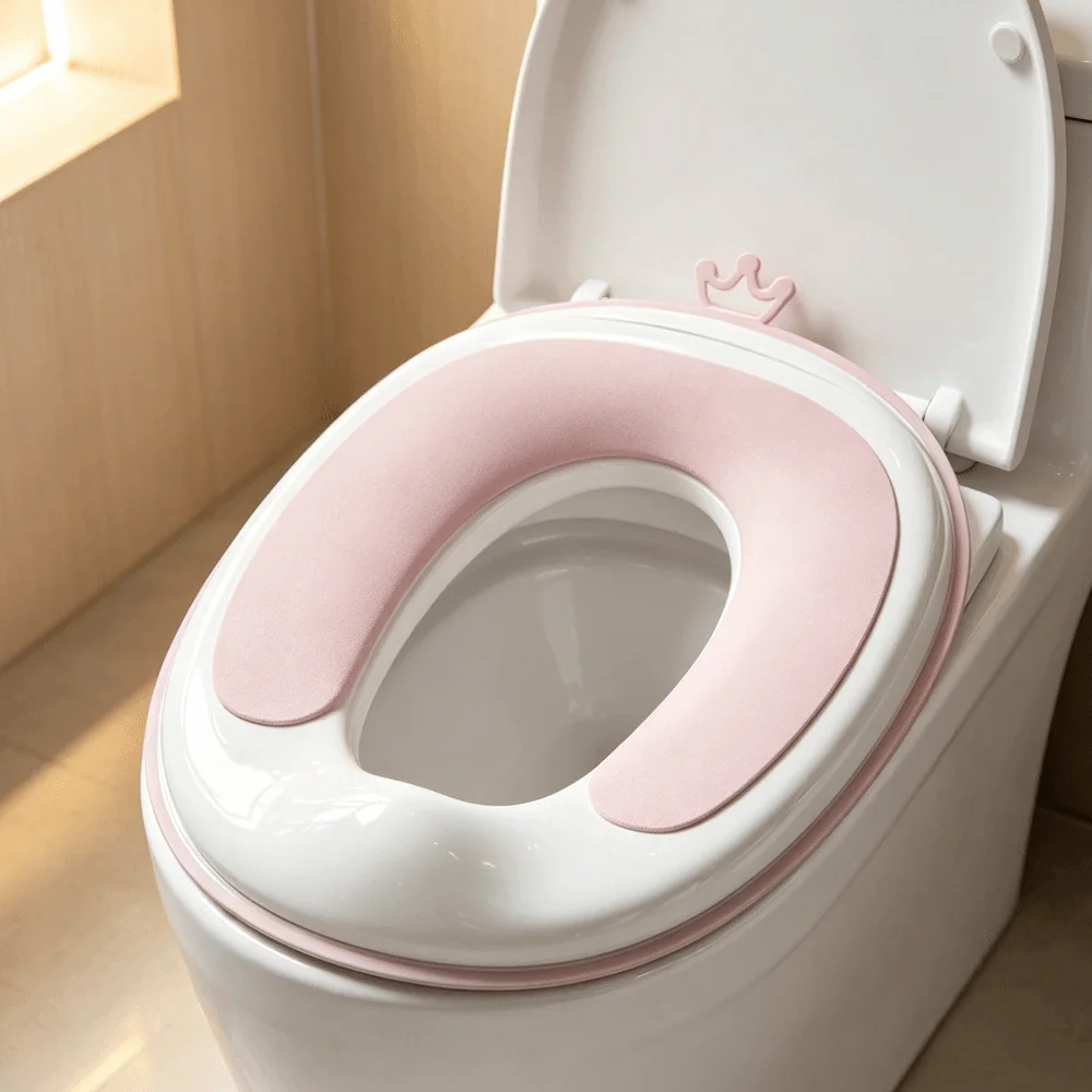 Universal Children's Toilet Seat Cushion Plastic Crown Hanging Groove Splash-Proof Toilet Seat Cushion Non-Slip Portable