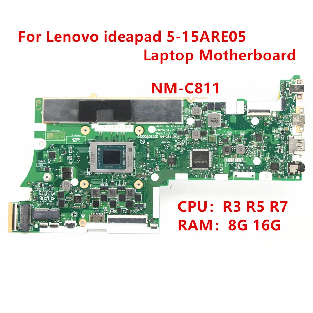 For Lenovo ideapa 5-15ARE05 Laptop UMA Motherboard CPU:R3/R5/R7 RAM:8G/16G NM-C811 100% Test Work