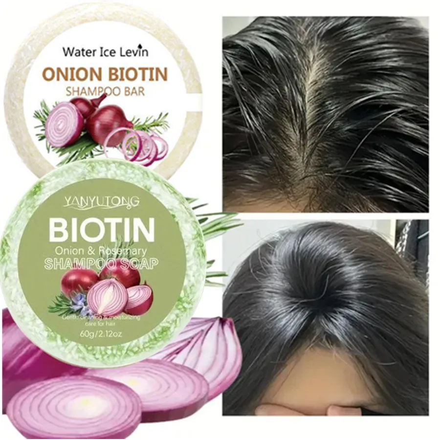 

Onion and Biotin Shampoo Soap, Suitable for All Hair Types, Moisturizing and Smoothing, Rich in Rosemary Extract
