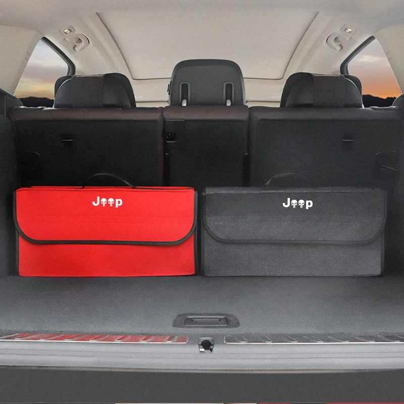 Car Felt Cloth Storage Bag Trunk Organizer Box Folding Tool Case For Jeep Grand Cherokee Wrangler JK Gladiator Compass Renegade