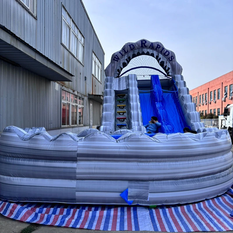 Inflatable Slide With Pool Inflatable Water Slides for Kids Backyard,Giant Water Park with Long Slip Splash and Double Slide