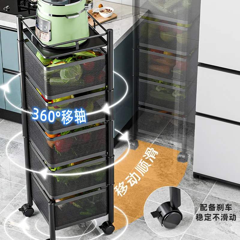 Kitchen  organizing rack Bathroom storage Multilayer Floor Type Folding Rack for Kitchen Vegetables Indoor Snacks Fruit Storage