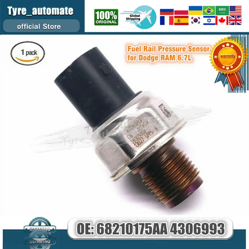 

1x New Fuel Rail Pressure Sensor FOR DODGE CUMMINS 6.7L 68210175AA 4306993