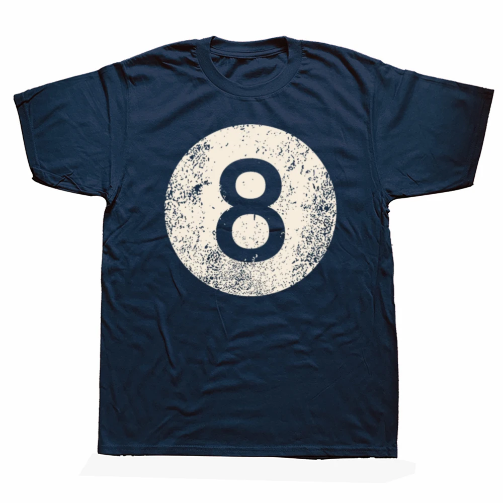 Black Pool Billiard Ball Number 8 Pool 8 Ball Vintage T-shirts Men Fashion Casual Tshirt 100% Cotton Loose Oversized T Shirt