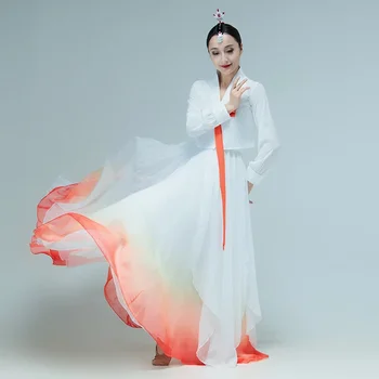 창의적인 한국 무용 공연복, 댄스 스커트 연습복, 심플한 한복 코스튬, 신상 