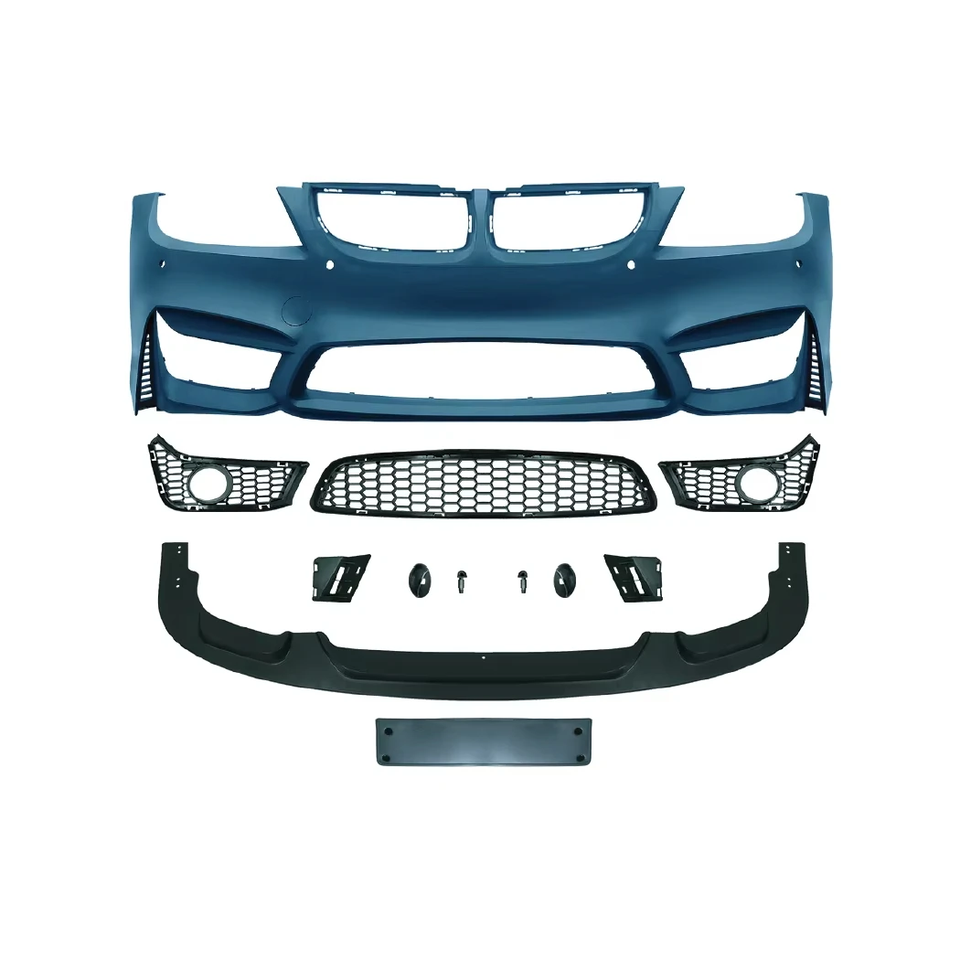 For  3 Series E90 2005-2008 to M4 Bumper with Fog Lights Grille Rear Diffuser Facelift Air Intake Grille Accessories Body Kit