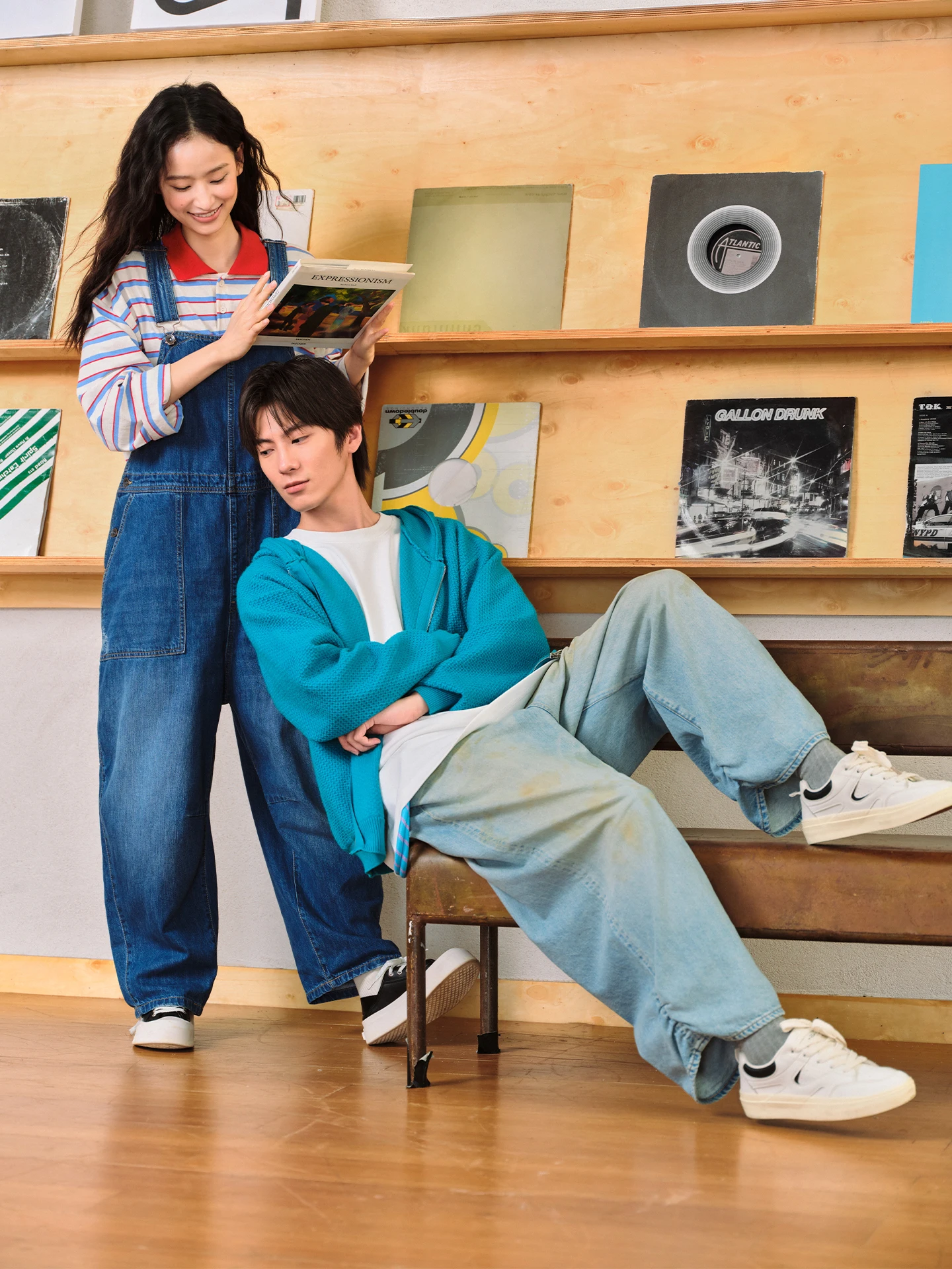 하이웨이스트 와이드 레그 오버롤 여성 데님 유틸리티 팬츠 캐주얼 편안한 패셔너블 가을 컬렉션 신상