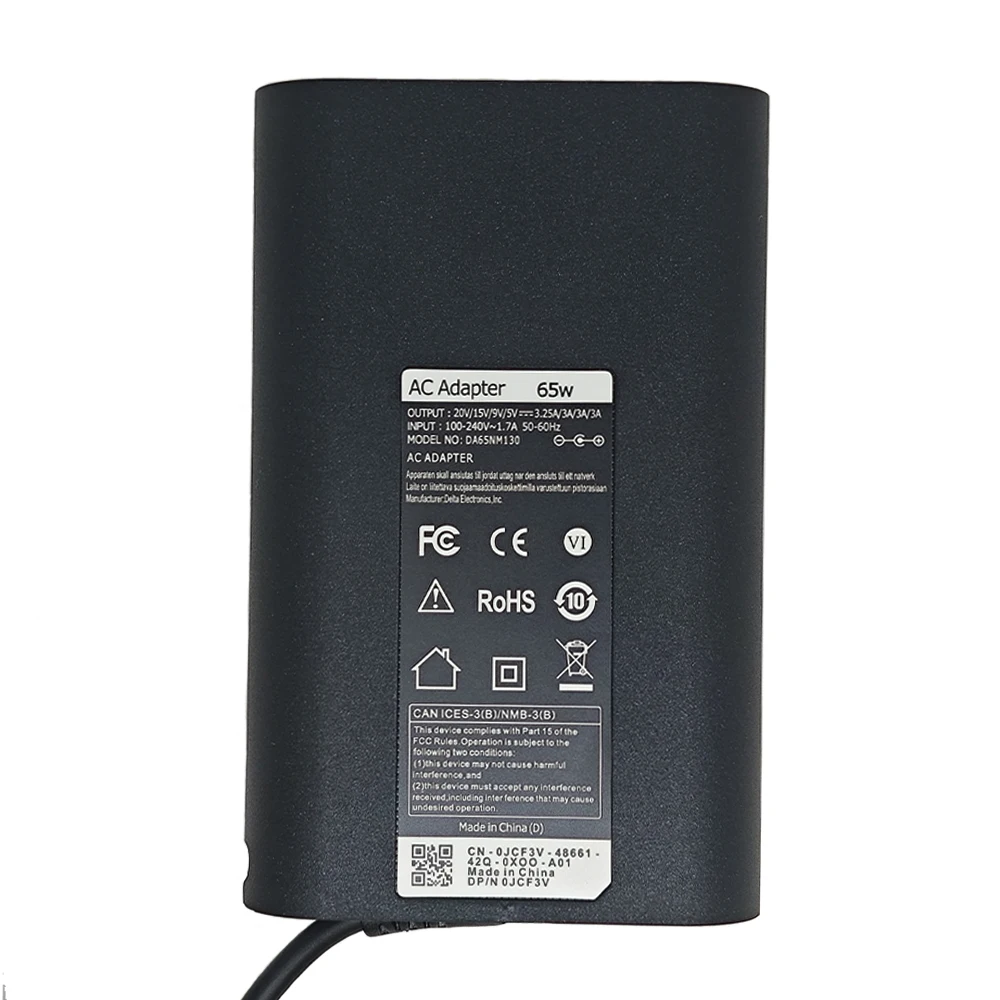 Adaptador USB tipo C para ordenador portátil, cable de alimentación de 65W para Dell Latitude 7420, 7370, 7275, 5285, 5420, 5520, 7320, 7410, 5179, 7390, 5290