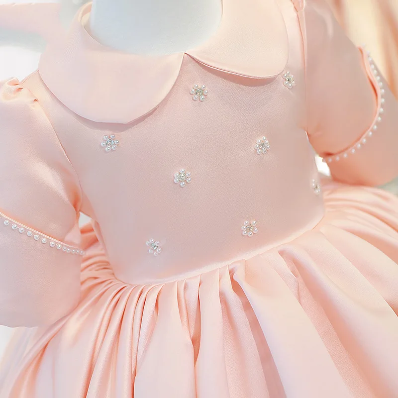Girl\'s New Style Pink Piano Playing Little Host One Year Old Celebration Dress Princess Dress Girl\'s Dream
