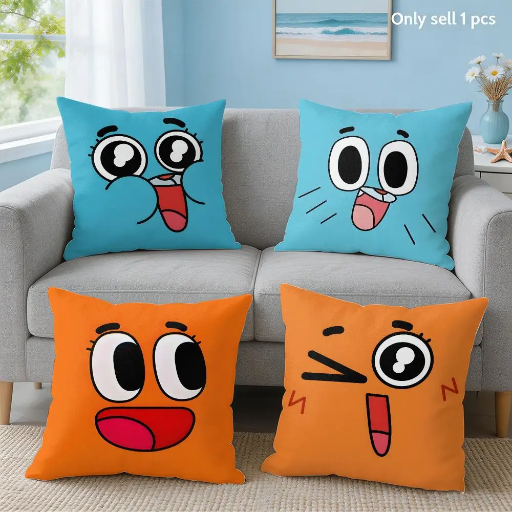 Animation Amazing World G-Gumball Cushion Cover Soft Throw Pillow Cover Hidden Zipper Cutecore Sofa Bedroom Home Decor