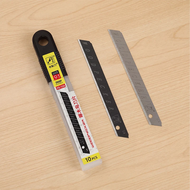 laminas-de-faca-utilitaria-de-9mm-de-largura-e-04mm-de-espessura-9-prateadas-e-1-preta-aco-sk2-60-°-laminas-de-substituicao-para-cortadores-de-cartao-de-papel