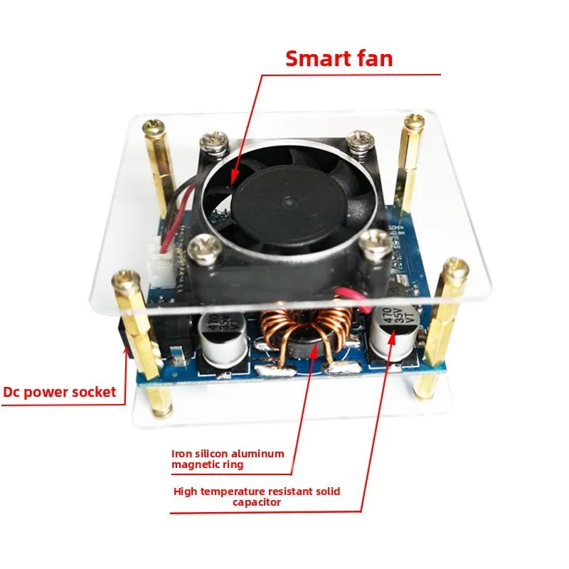 60W 6A Adjustable Buck Boost Power Supply Module with Fan for Solar Charging DC Voltage Regulator