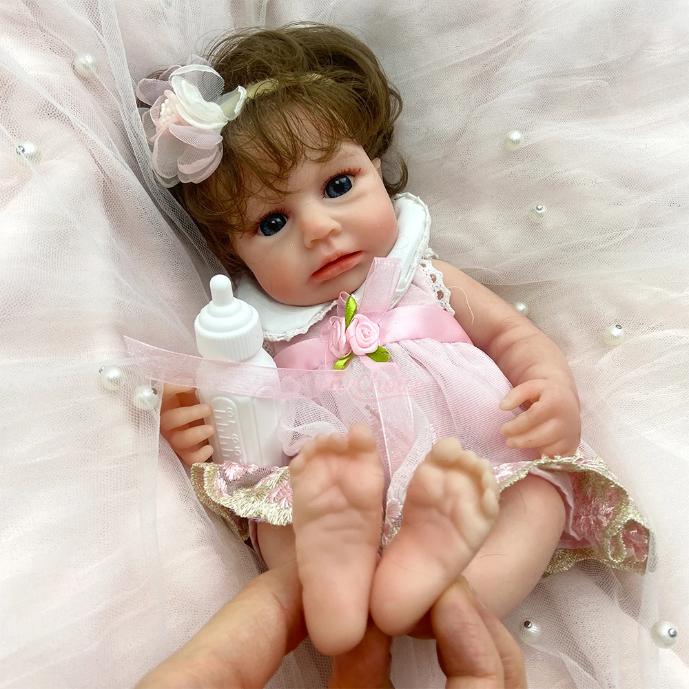 Bambola Reborn LouLou da 12 Pollici con Bocca Aperta, in Silicone Solido, con Capelli Infoltiti, Corpo Intero in Silicone, Regalo di Natale