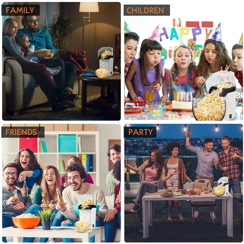 ABXH Air Popcorn Popper Maker, เครื่องทําป๊อปคอร์นลมร้อนไฟฟ้า-1200W, ไร้น้ํามัน