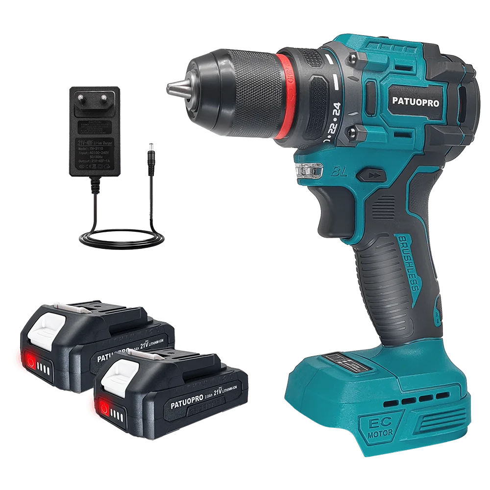 2-Speed 10mm Electric Brushless Drill Cordless Handheld Drill Screwdriver 60-100N.m Portable Power Tools For Makita 18V Battery