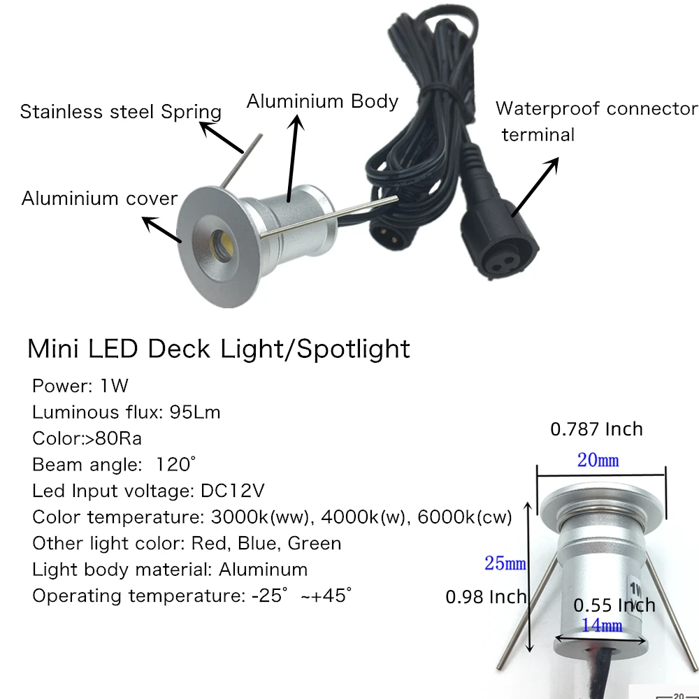 Mini oświetlenie pokładowe LED IP67 wodoodporne 15mm schody ogrodowe pod ziemią żarówka lampa 12V zewnętrzne schody oświetlenie krajobrazu AC220V