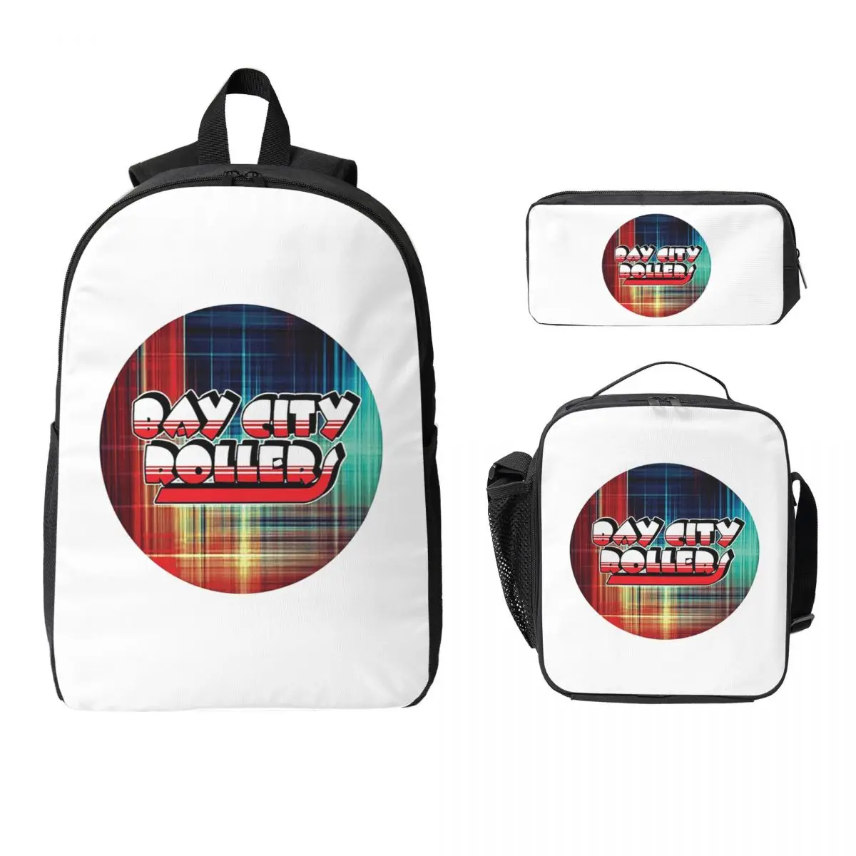 

Bay City Rollers Backpack Student BookBag School Bag Laptop Shoulder Bags 3ps Insulated Lunch Bag Pencil Case