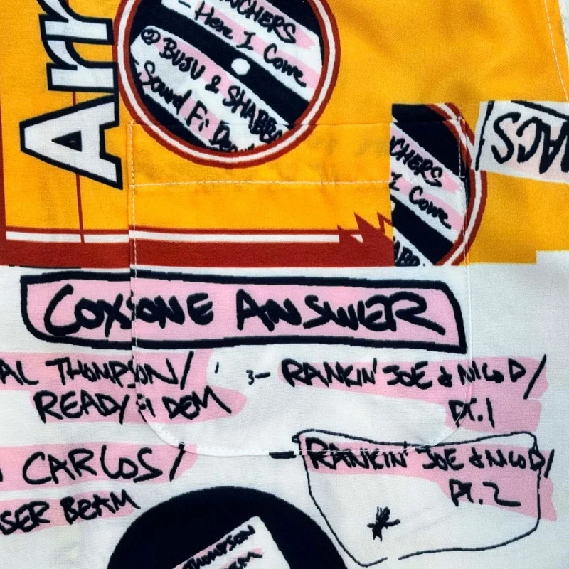 WACKO MARIA Yellow Newspaper Full Print Summer Brand Short Sleeve Shirt Trendy Holiday Clothing