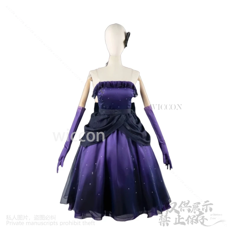 Juego de Cosplay de Anime, disfraz de Sorasaki Hina azul, púrpura, precioso vestido de noche corto brillante para fiesta, peluca de Lolita personalizada