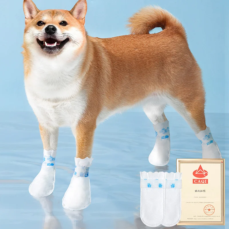 Dog Boots Paw Protection for Puppy Thickened Waterproof Dustproof Disposable Booties Pet Cats Shoes with Adjustable Straps