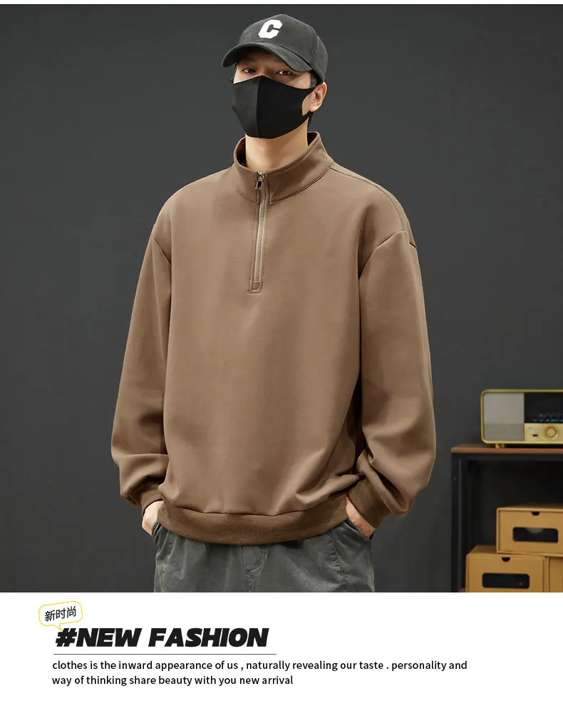 2026 Spring New Men's Large Size Sweatshirt Half Zip Designer Pullover Male Turtleneck Long Sleeve Big Plus 8XL Loose Sport Top